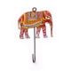 Handpainted Elephant Design Iron Wall Hook with Traditional Indian Art